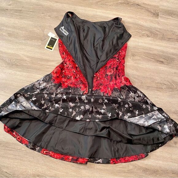 JULIAN TAYLOR SLEEVELESS RED & BLACK SWING SKIRT DRESS 14 NWT - Picture 11 of 16